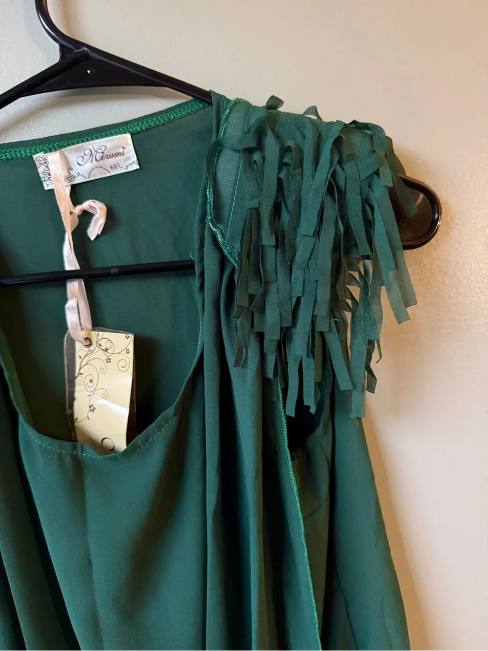 Fringe Draped Chiffon Tunic Top Boho Statement